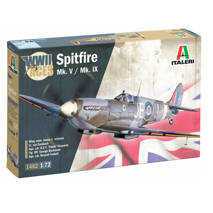Italeri Spitfire Mk.V / Mk.IX. Model airplane kit box for WWII Spitfire Mk V/Mk IX by Italeri