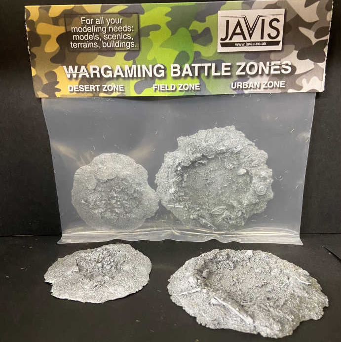 Wargaming battle zones with Javis packaging on a dark background