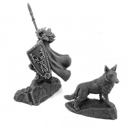 Female Elf and Wolf Companion Minis