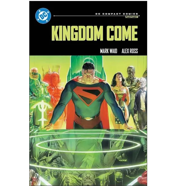 Kingdom Come: DC Compact Comics Edition by Mark Waid and Alex Ross features a near-future world where heroes must redefine heroism. 208-page paperback, graphic novel.