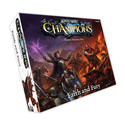 Experience Kings of War Champions: Faith and Fury 2 Player Starter Set. 41 miniatures, rules, and accessories for epic tactical fantasy battles.