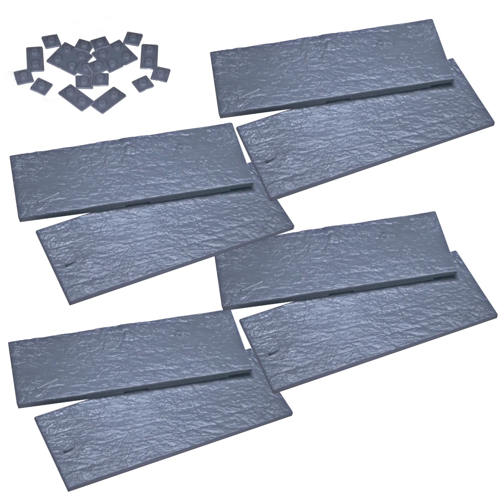 Set of gray rectangular tiles on a white background