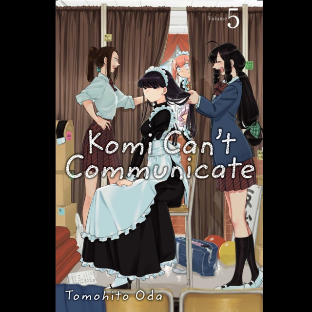Book cover of 'Komi Can't Communicate' with characters in a room setting. Komi Can’t Communicate Volume 5 paperback manga by Tomohito Oda Shonen Sunday graphic novel cover art