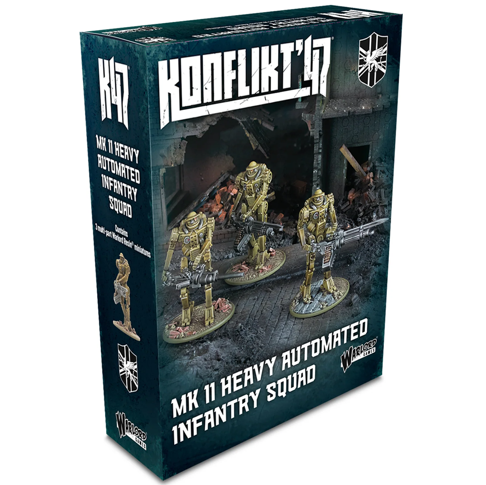 Konflikt ’47 Mk II Heavy Automated Infantry Squad 3 Warlord Resin automatons with automatic cannons