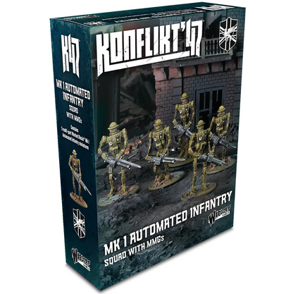Box for 'Konflikt' game with miniature figures on a white background