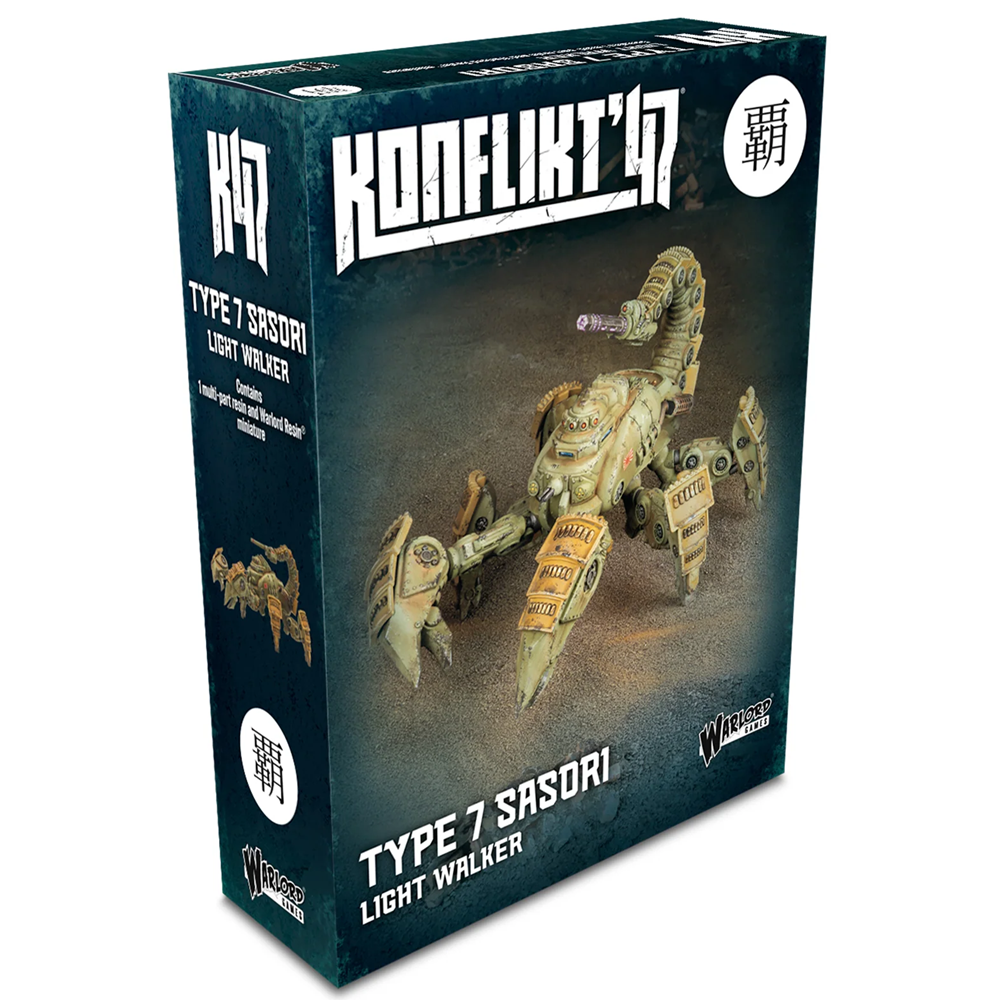 Konflikt ’47 Type 7 Sasori Light Walker by Warlord Games. Warlord Resin Empire of Japan walker with Type 61 Light Shiboru Cannon, claws, and decals.
