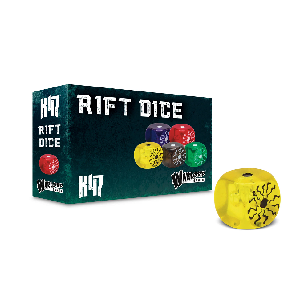 Konflikt ’47 Yellow Rift Dice set with 12 official dice for Rift energy tracking