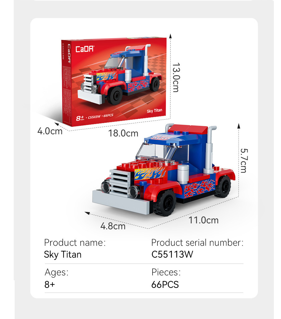 CaDA Sky Titan Racing Truck - Brick Model Kit