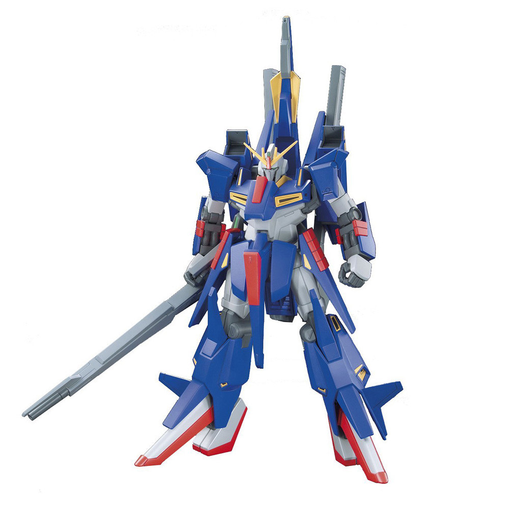 A blue, grey, and red mecha robot figure holding a long Gray sword, photographed against a plain white background. MSZ-008 ZII - Gundam HG 1/144 Gunpla Bandai