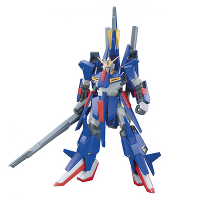 A blue, grey, and red mecha robot figure holding a long Gray sword, photographed against a plain white background. MSZ-008 ZII - Gundam HG 1/144 Gunpla Bandai