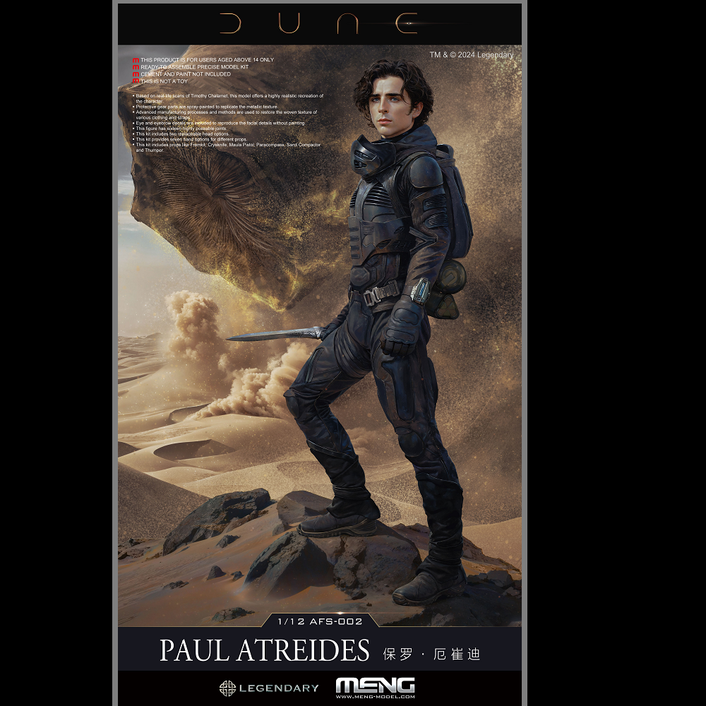 Meng Models Dune Paul Atreides 1:12 Action Figure Scale Model Kit