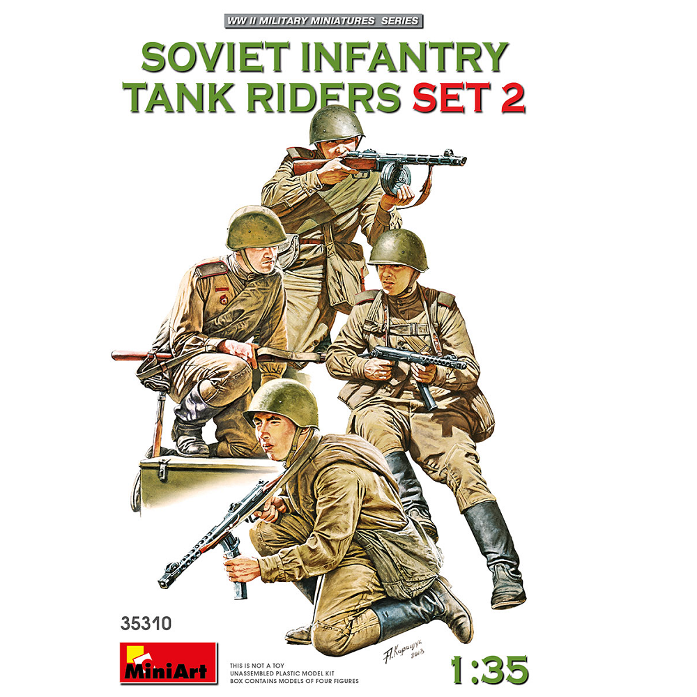 MiniArt Soviet infantry tank riders 1:35 scale WW2 plastic figure model kit with four unpainted figures
