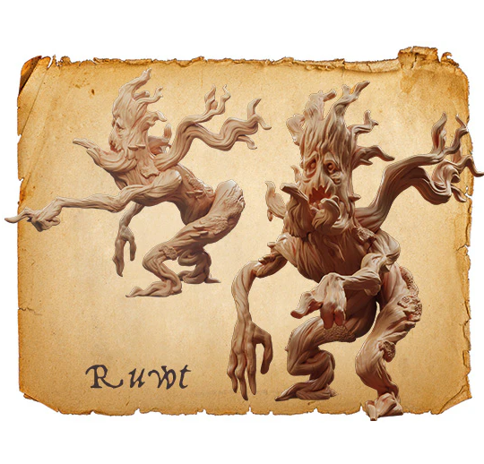 Moonstone resin miniature Ruwt pointing tree