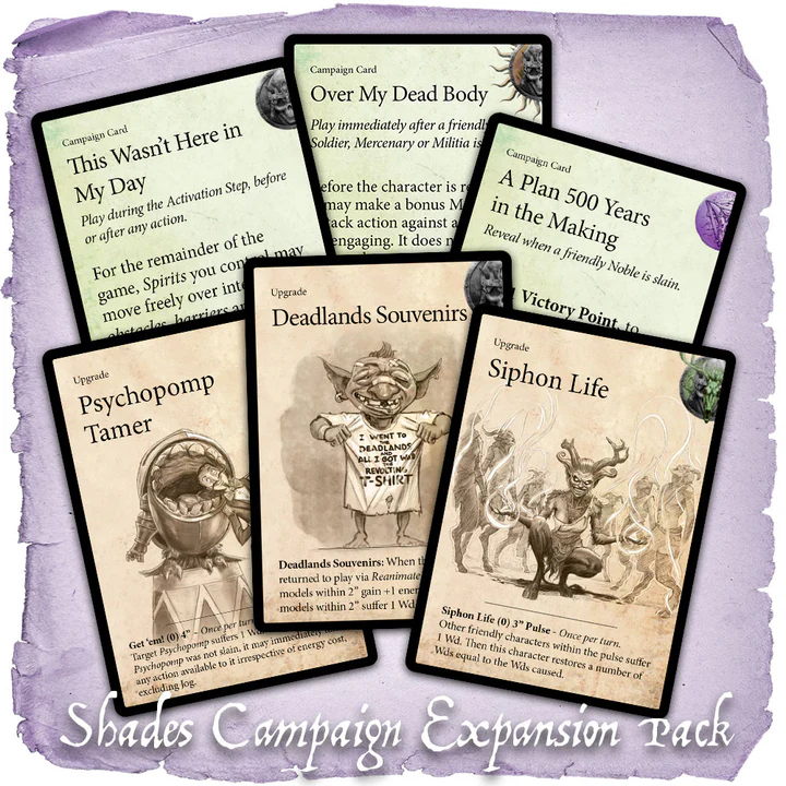 Moonstone Shades Campaign Expansion Pack cards designed to expand the original Moonstone Campaign Deck.