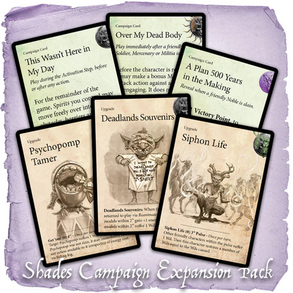 Moonstone Shades Campaign Expansion Pack cards designed to expand the original Moonstone Campaign Deck.