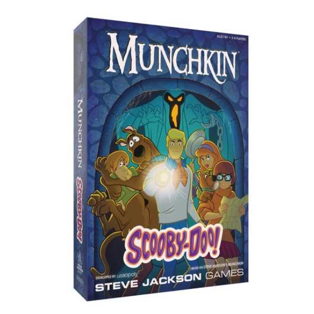 Munchkin Scooby-Doo card game box featuring Scooby-Doo themed parody gameplay for ages 10+, 3–6 players