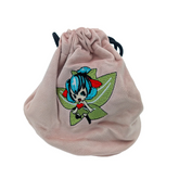 Pink drawstring pouch with a col...