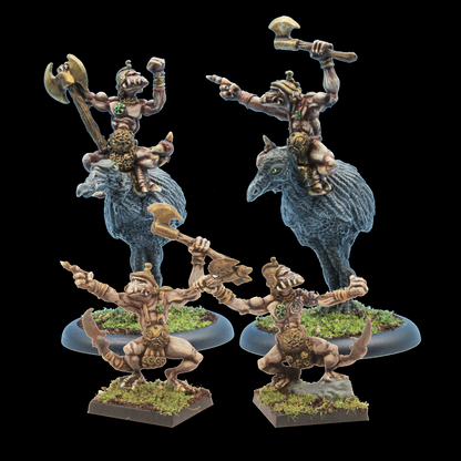 Oakbound Studio Coral Knights. Set of fantasy miniatures with characters and creatures on a black background