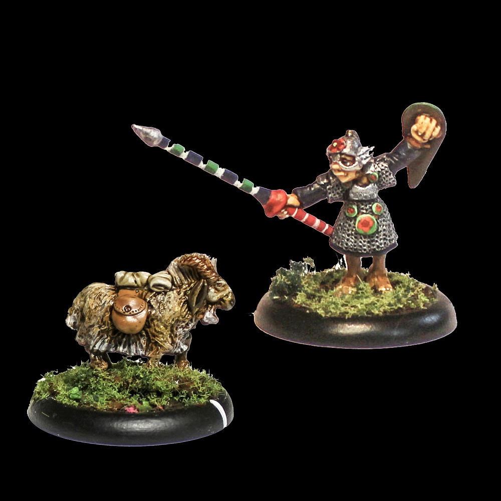 Oakbound Studio Stanhussar. Two miniature figurines on black bases with a clear background