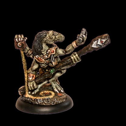 Four-armed mystic miniature standing 4cm tall, detailed 28–35mm scale metal model in flowing robes for fantasy tabletop and display use.