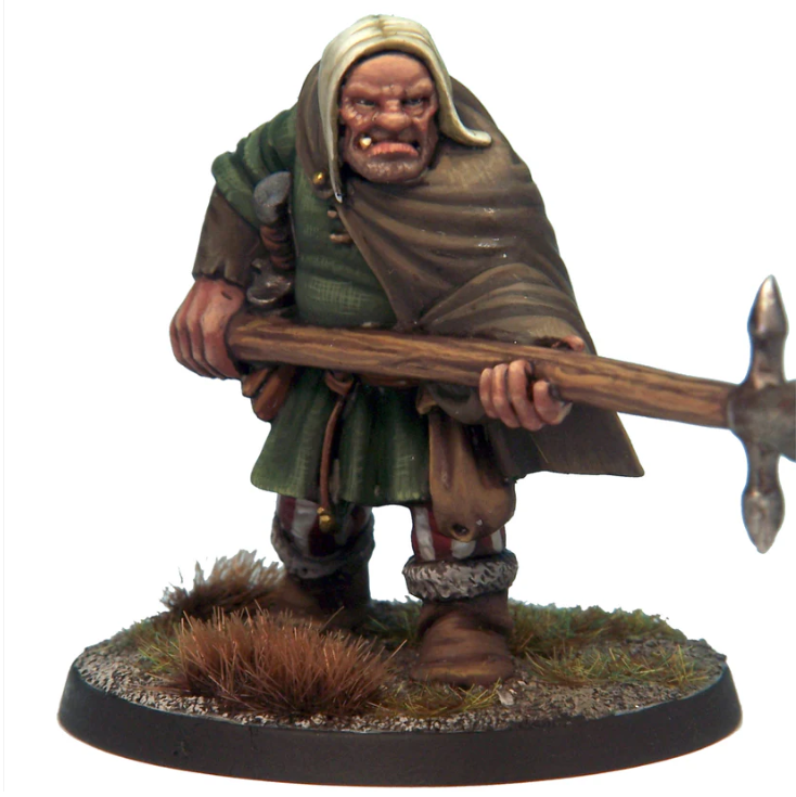 Ogre with Halberd by Crooked Dice, a resin miniature for your tabletop games representing an Ogre holding a halberd with both hand