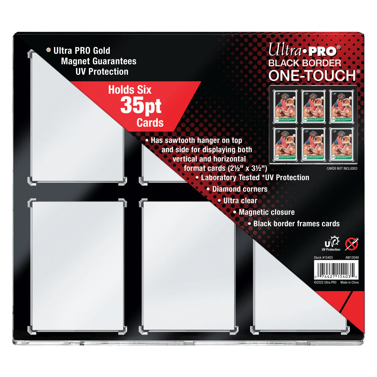 6-Card Black Border One-Touch Magnetic Card Holder