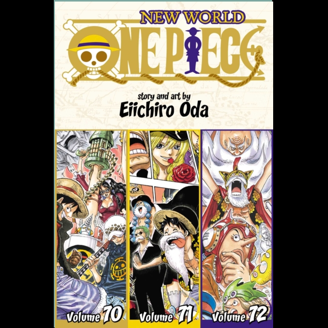One Piece omnibus 24 Manga. Cover of 'One Piece' manga volumes 70, 71, and 72 with character illustrations and Eiichiro Oda's name.