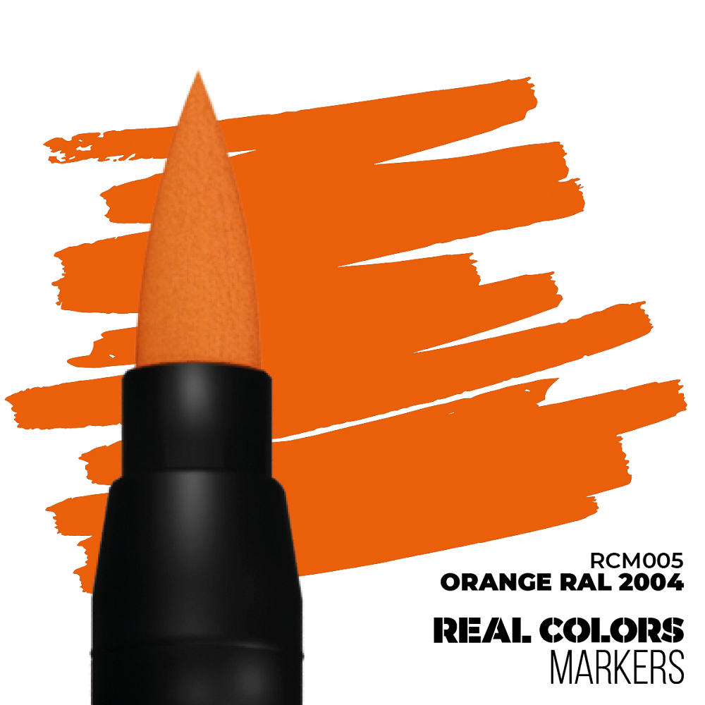 Orange RAL 2004 RC Marker by AK Interactive, fast-drying acrylic paint pen with matte finish for adding vibrant orange details to miniatures and models.