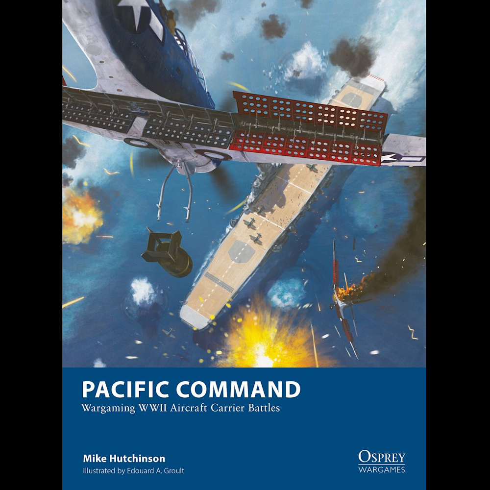 Pacific Command cover featuring dynamic artwork of WWII naval battles, showcasing aircraft carriers and ships engaged in combat under a dramatic sky.