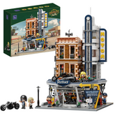 Toy city street scene with build...