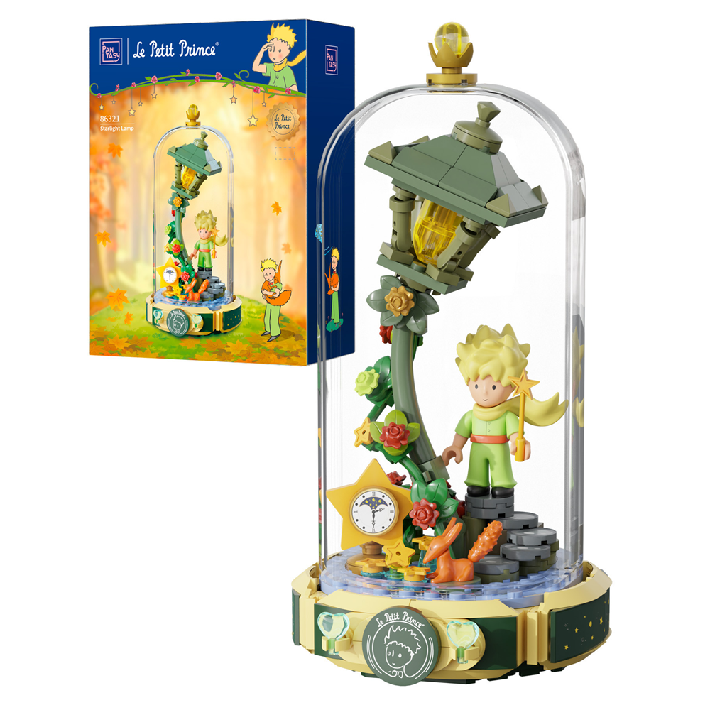 Pantasy Le Petit Prince Starlight Lamp 221 piece brick building set with prince fox and lamp interior dome display model