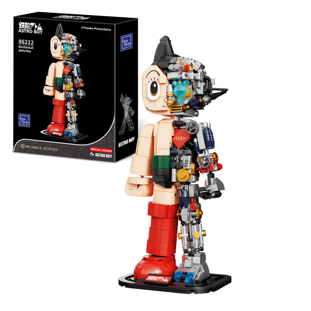 Pantasy Mechanical Astro Boy statue brick building set half mechanical figure with exposed details articulated joints display model