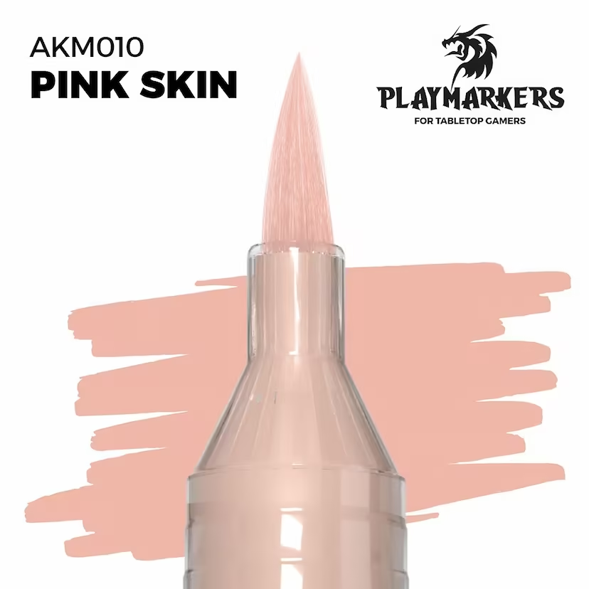 Playmarkers acrylic paint marker in pink skin, ideal for modellers and gamers. Fast-drying, water-resistant, and designed for precise application and blending