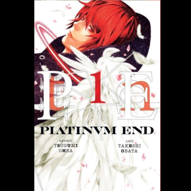 Manga book cover of 'Platinum End' with an anime character and stylized text.