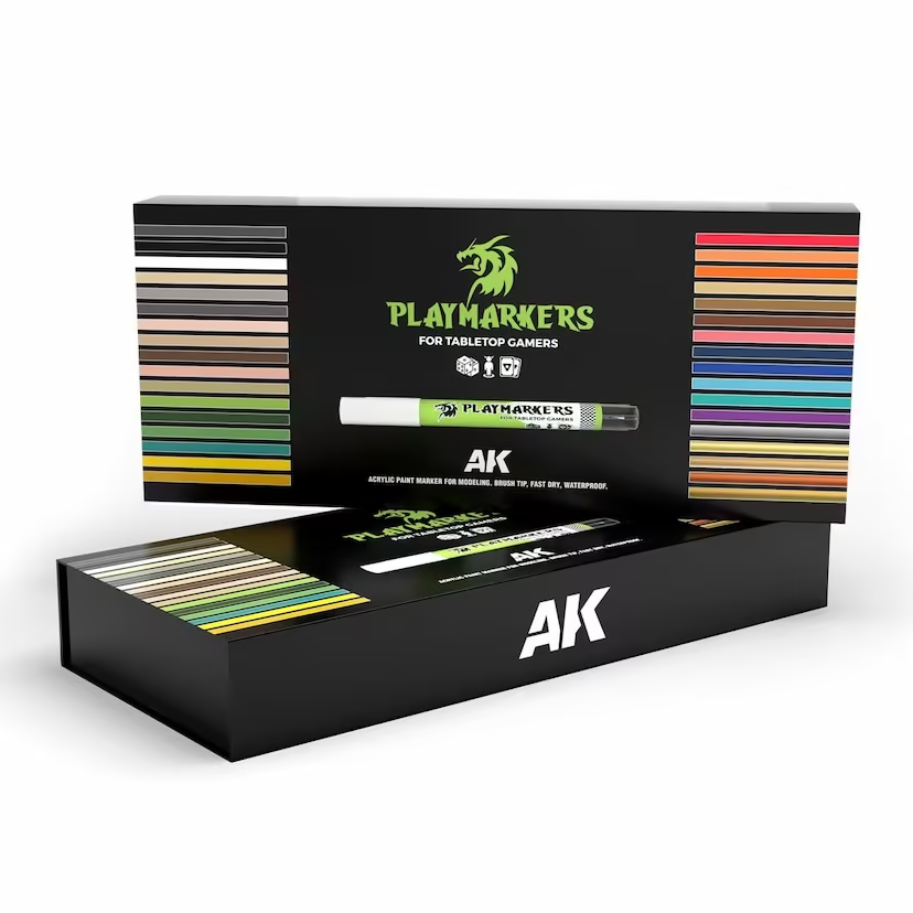 Playmarkers Acrylic Paint Marker - Special Box includes 34 colours in a luxury case with foam trays, perfect for precise painting and blending in your projects