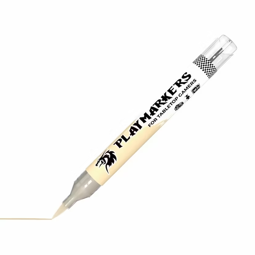 Playmarkers acrylic paint marker in dirty white, ideal for modellers and gamers. Fast-drying, water-resistant, and designed for precise application and blending.