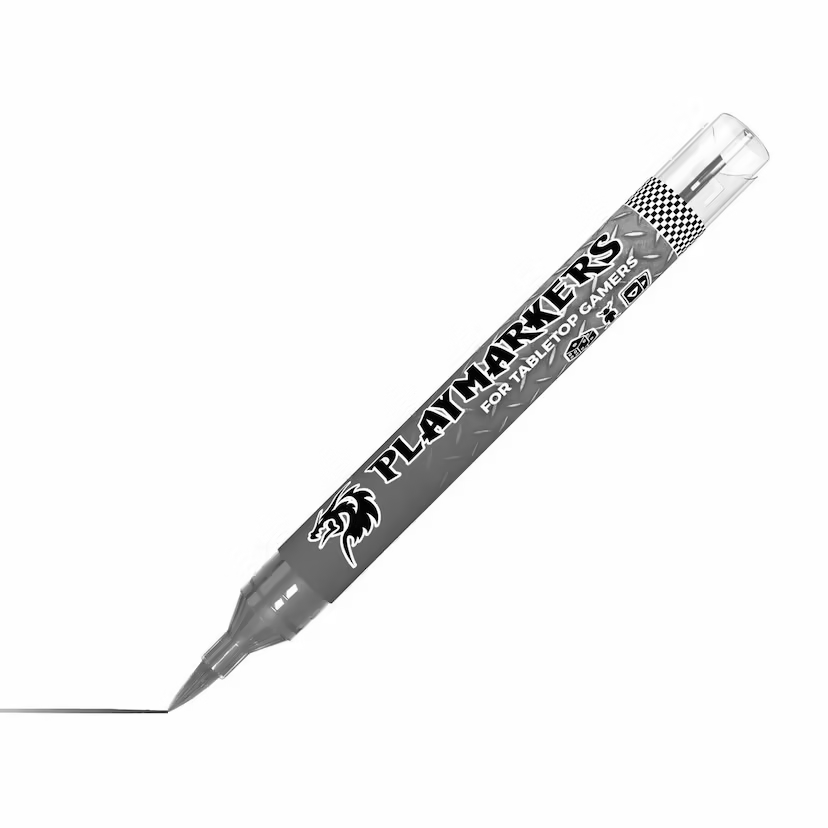 Playmarkers acrylic paint marker in gun metal, ideal for modellers and gamers. Fast-drying, water-resistant, and designed for precise application and blending.