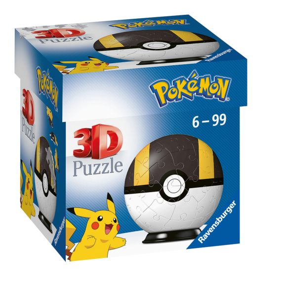 Pokémon 3D Puzzle packaging with Pikachu and Poké Ball design on a white background