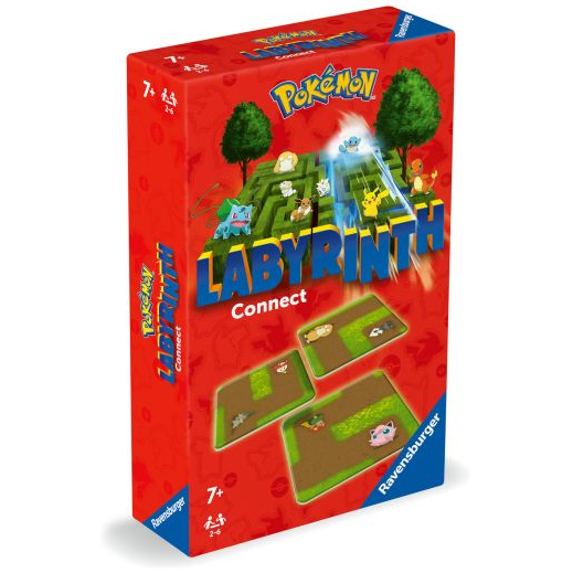 Pokémon Labyrinth Connect game box with red background and colorful graphics