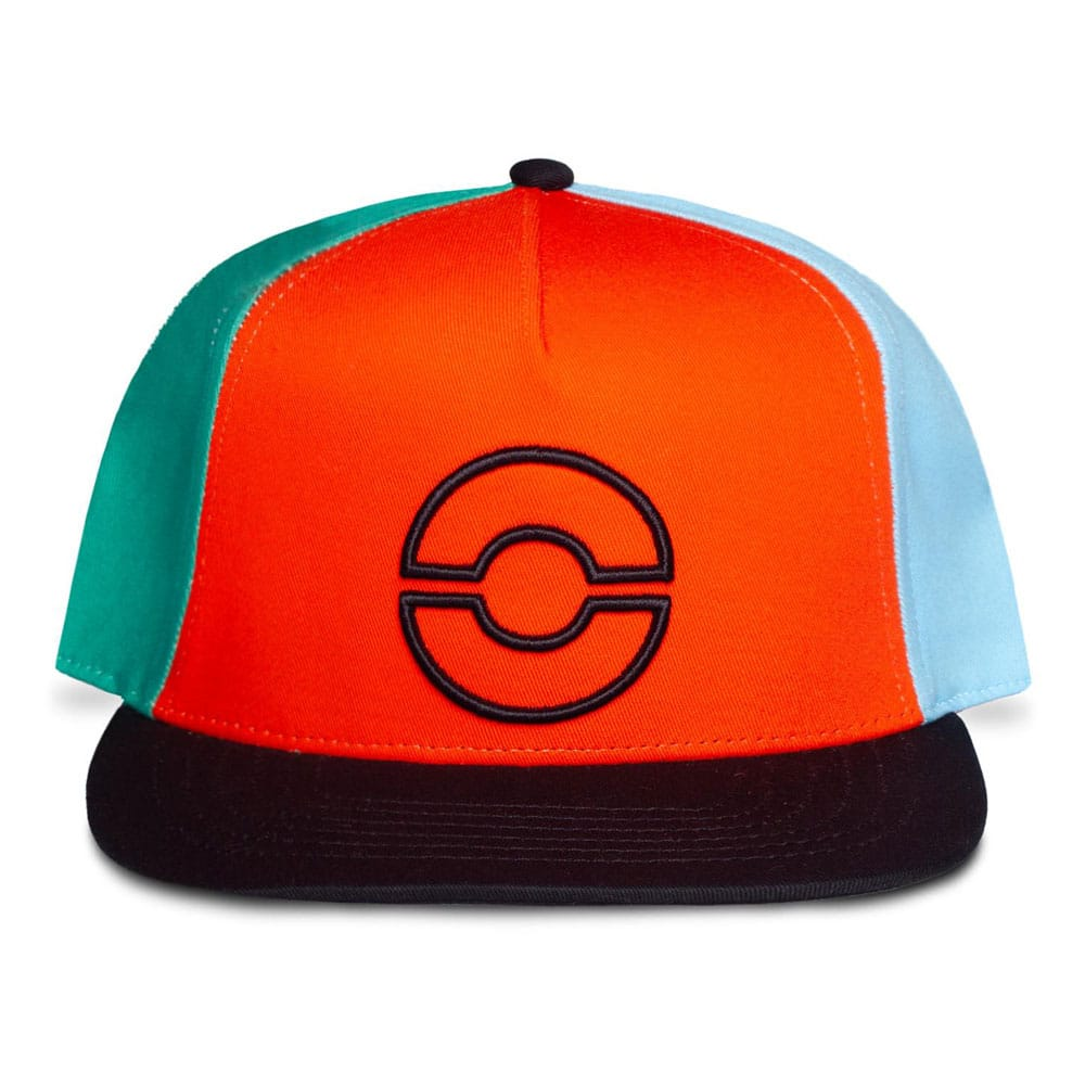 Pokémon Snapback League Cap. A multicolour cotton snapback cap featuring a Pokémon league design, adjustable strap and structured crown for a comfortable adult fit.
