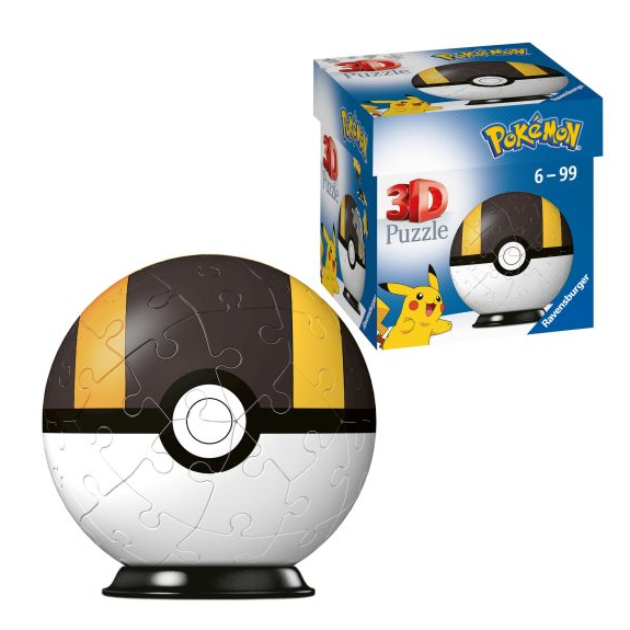 Poké Ball 3D puzzle with packaging on a white background
