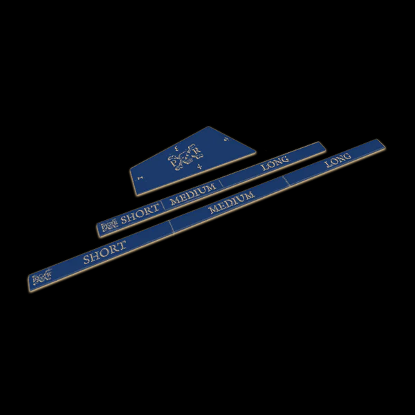 Port Royal Acrylic Rulers Set – includes one movement ruler and two range rulers for accurate tabletop skirmish battles and campaign gameplay.
