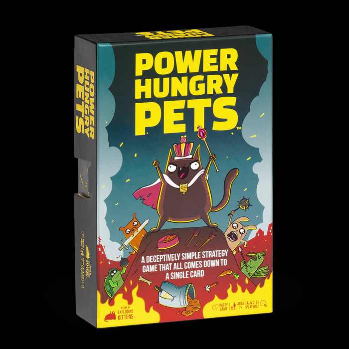 Power Hungry Pets. A deceptively simple strategy game where every choice counts! Outplay opponents with ruthless pets in this funny, fast-paced party game.
