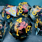 Set of 7 liquid core dice with p...