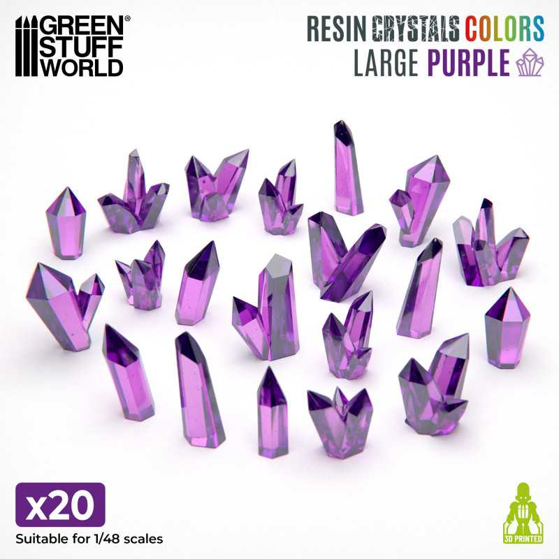 Purple Resin Crystals - Large. 3D-printed resin crystals with vibrant purple hues. Includes 20 pieces (15-20mm) in varied configurations for creative customisation