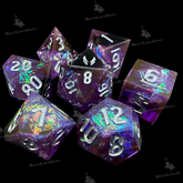 A set of 7 purple sharp-edged di...