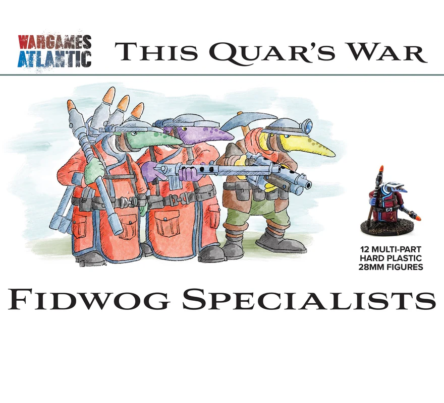 Quar Fidwog Specialists 28mm hard plastic miniatures by Wargames Atlantic, unassembled tabletop wargaming figures