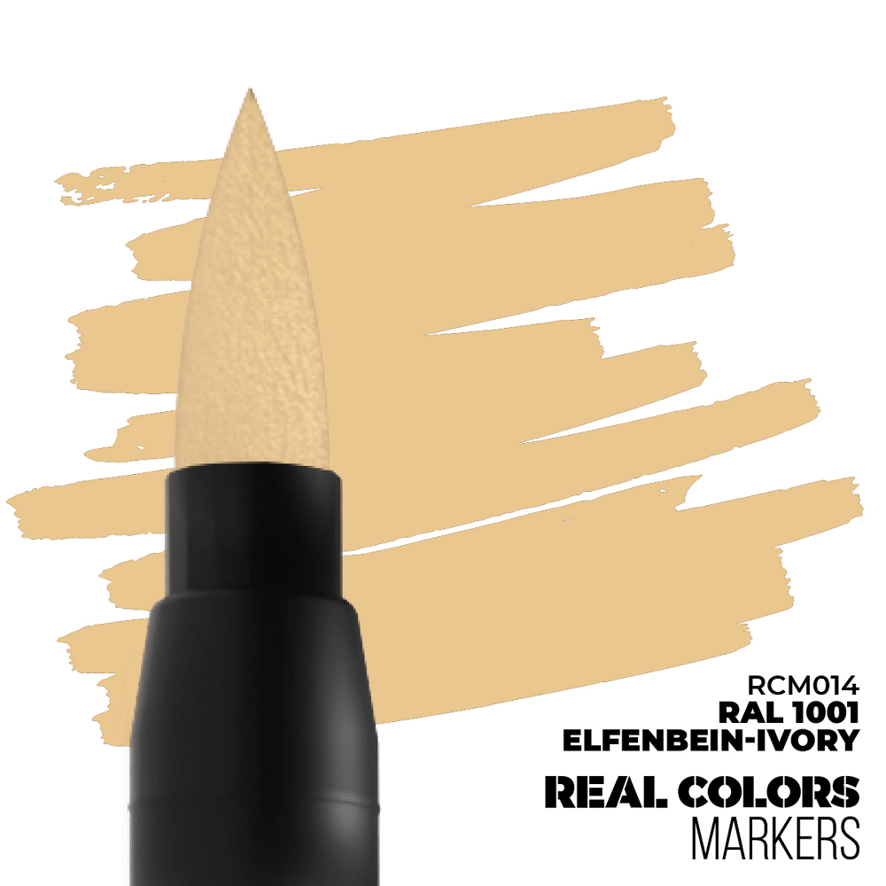 RAL 1001 Elfenbein Ivory RC Marker by AK Interactive, fast-drying acrylic paint pen with matte finish for natural tones and detailed accents on miniatures and models.