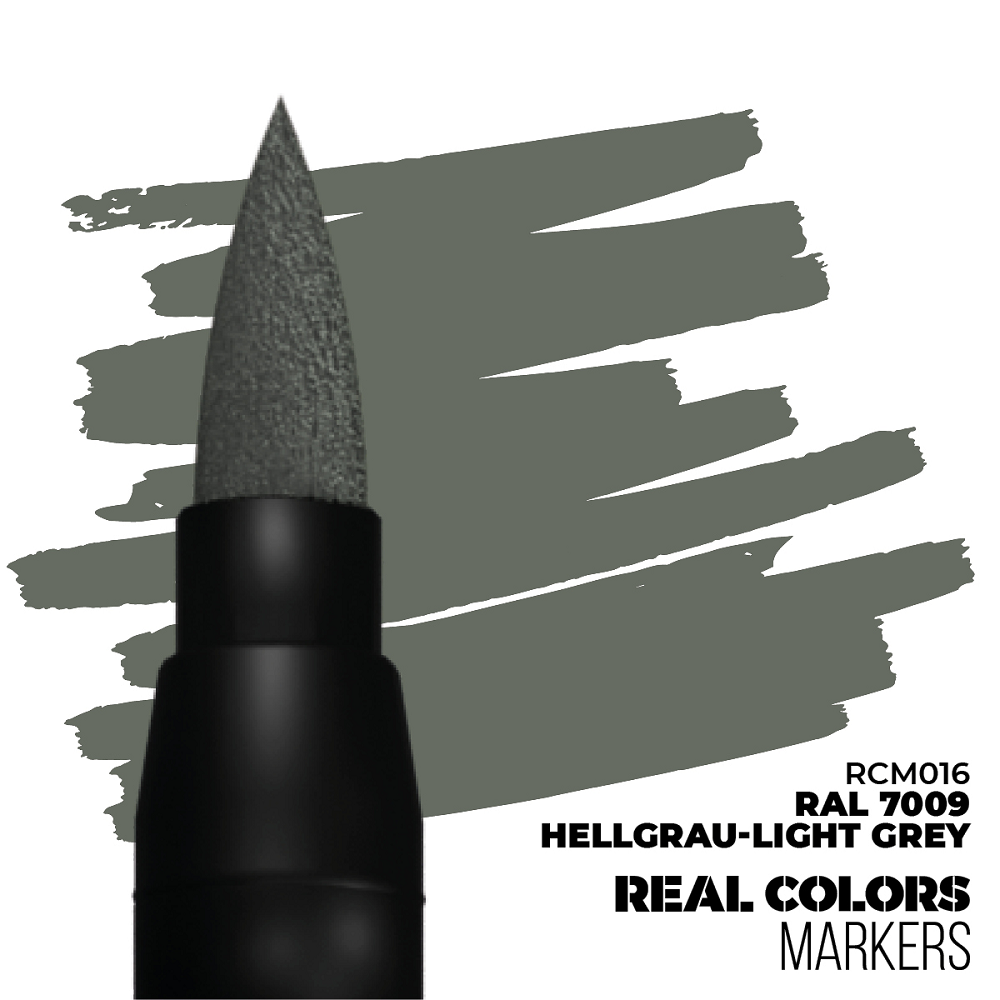 RAL 7009 Hellgrau Light Grey RC Marker by AK Interactive, fast-drying acrylic paint pen with matte finish for natural tones and detailed accents on miniatures and models.