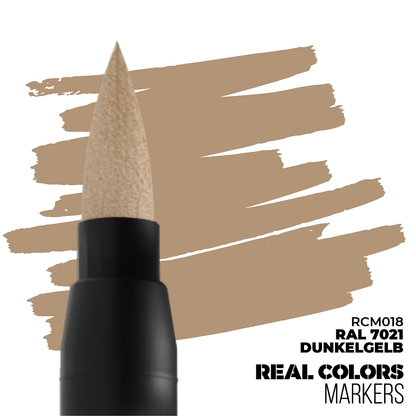 RAL 7028 Dunkelgelb RC Marker by AK Interactive, fast-drying acrylic paint pen with matte finish for historical modelling and realistic weathering effects.